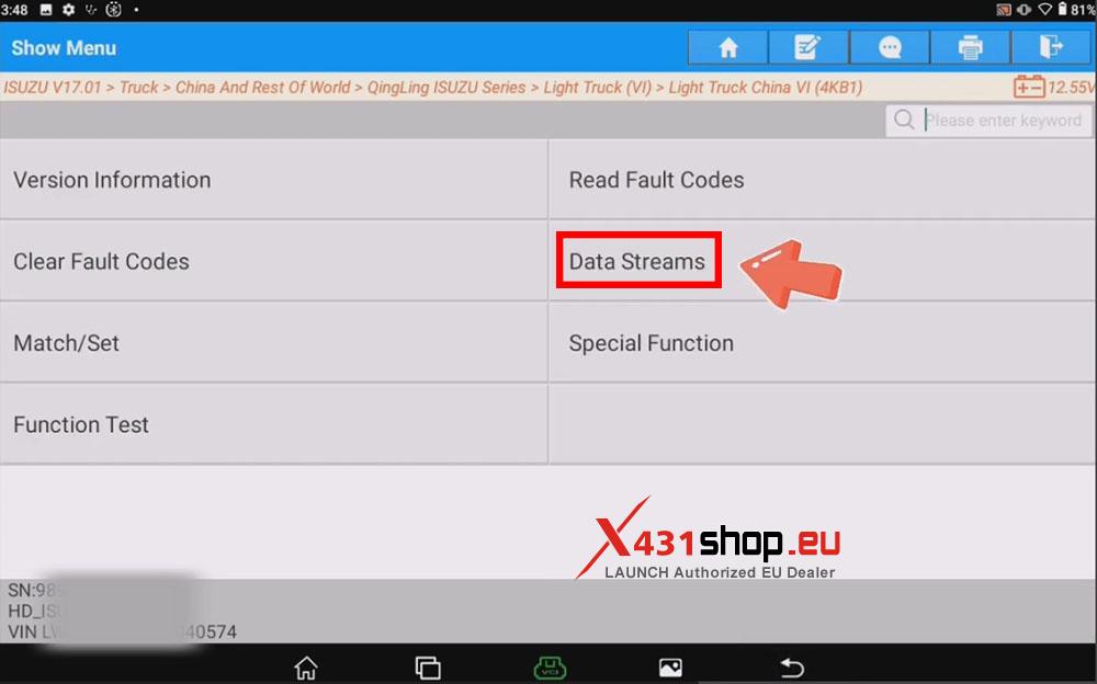 LAUNCH X431 Tool Read Data Stream & DTCs on Isuzu Light Truck (5)