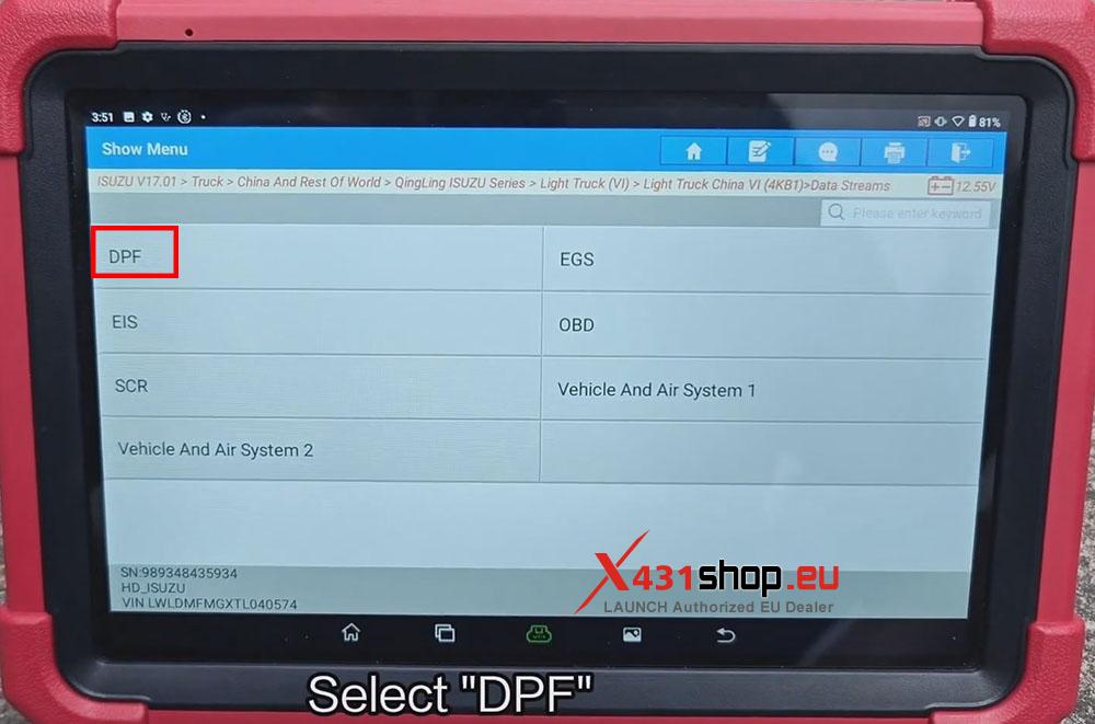 LAUNCH X431 Tool Read Data Stream & DTCs on Isuzu Light Truck (6)
