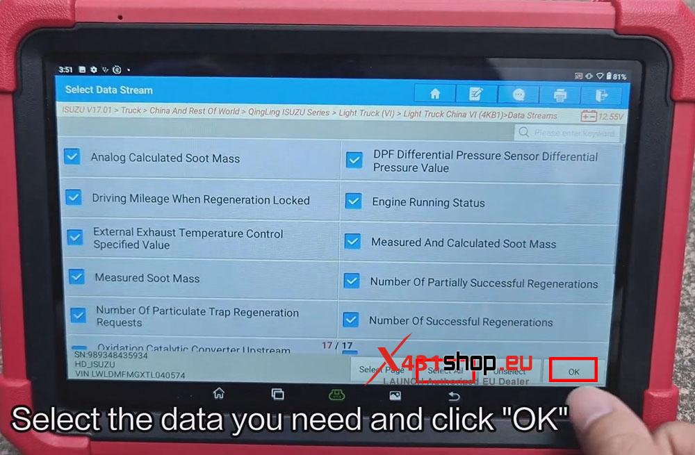 LAUNCH X431 Tool Read Data Stream & DTCs on Isuzu Light Truck (7)