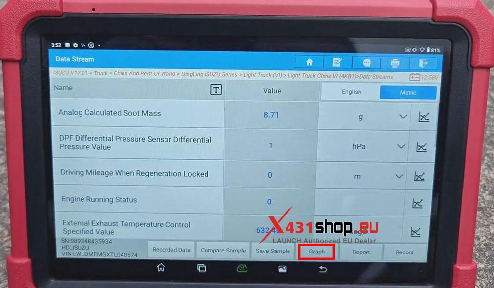 LAUNCH X431 Tool Read Data Stream & DTCs on Isuzu Light Truck (8)