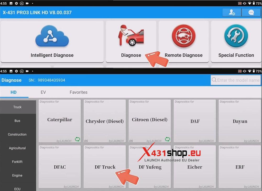 LAUNCH X431 Truck Tool Writes Injector Codes on DF Truck (1)