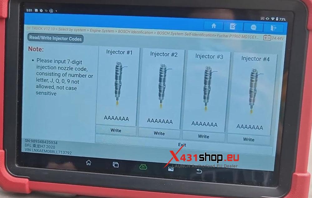 LAUNCH X431 Truck Tool Writes Injector Codes on DF Truck (5)