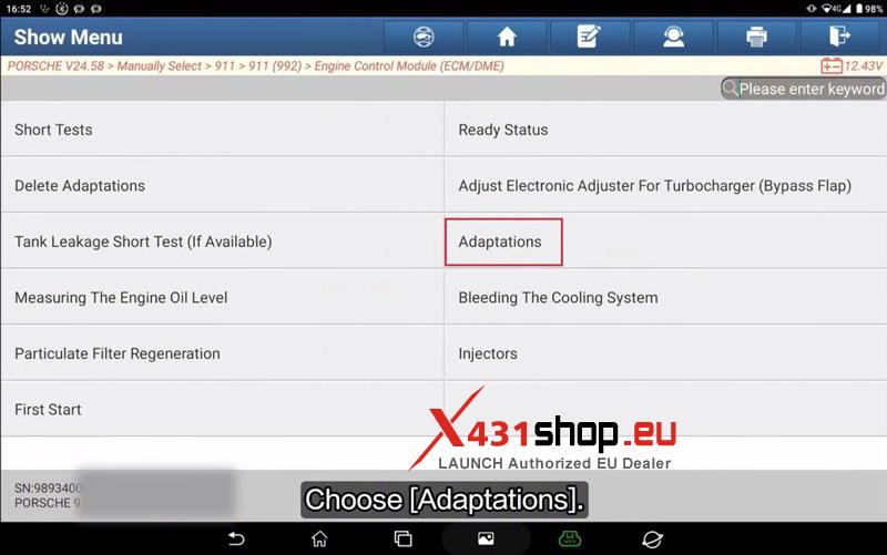 launch x431 guide 2025 porsche 911 992 dme engine adaptation 5