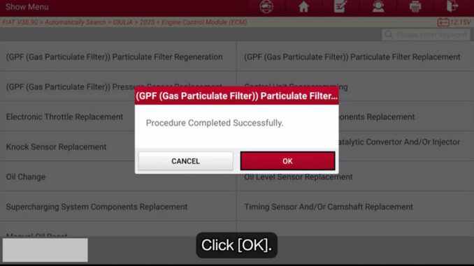 launch x431 pro3 hd resets gpf after replacement on 2023 fiat giulia 10