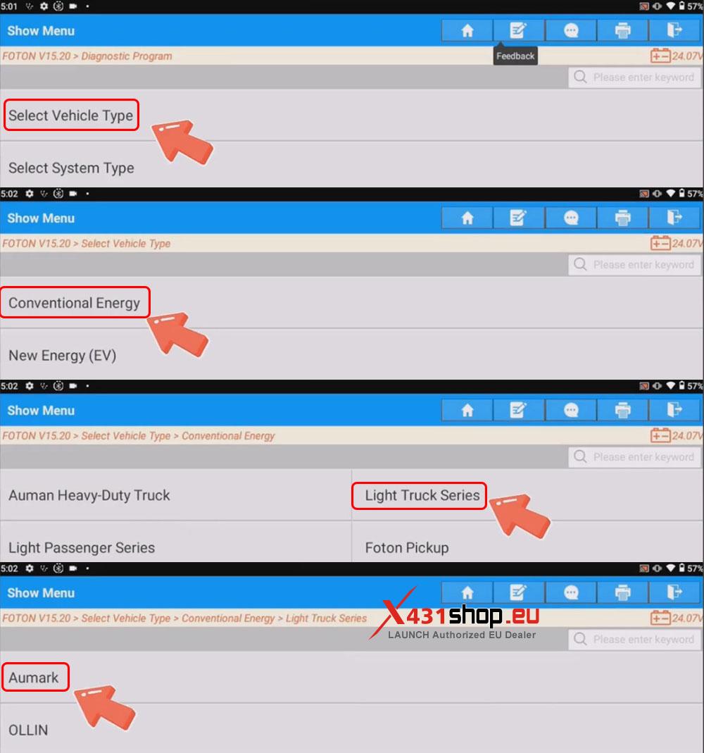 LAUNCH X431 PAD HD Engine State Test on 2020 Foton Aumark (2)