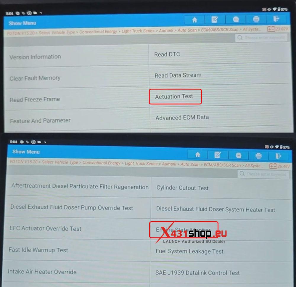 LAUNCH X431 PAD HD Engine State Test on 2020 Foton Aumark (5)