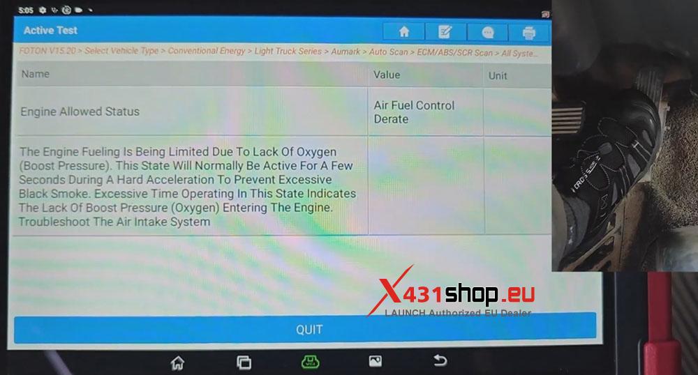 LAUNCH X431 PAD HD Engine State Test on 2020 Foton Aumark (7)