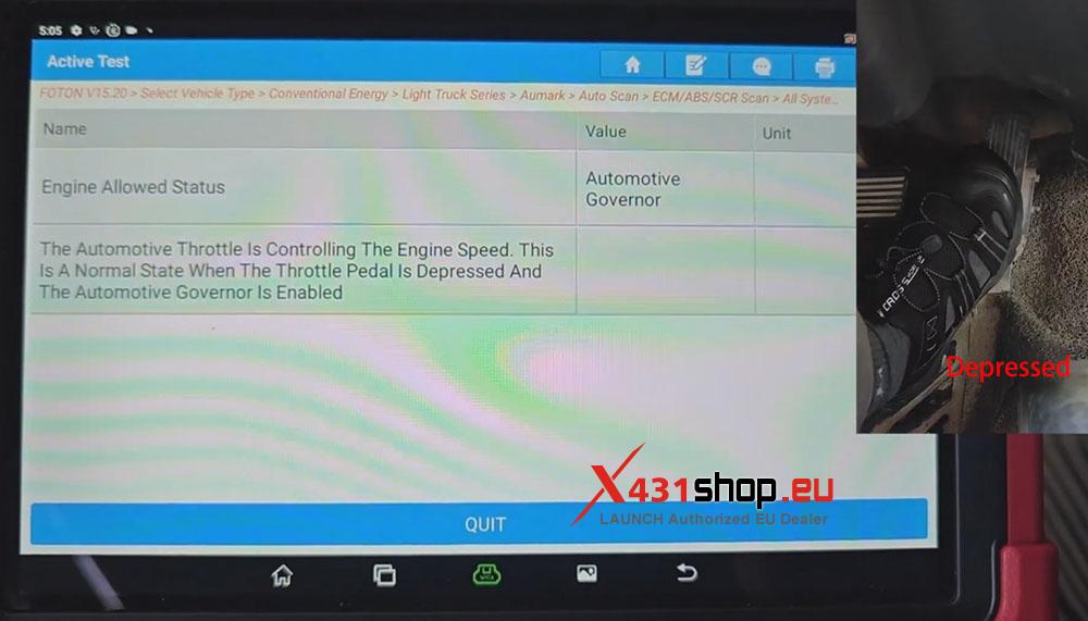 LAUNCH X431 PAD HD Engine State Test on 2020 Foton Aumark (8)