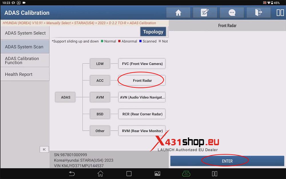 LAUNCH X431 PAD Front Radar Sensor ADAS Calibration on Hyundai Staria (1)