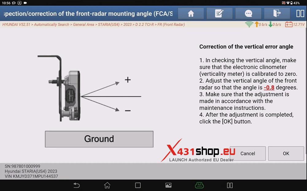 LAUNCH X431 PAD Front Radar Sensor ADAS Calibration on Hyundai Staria (8)