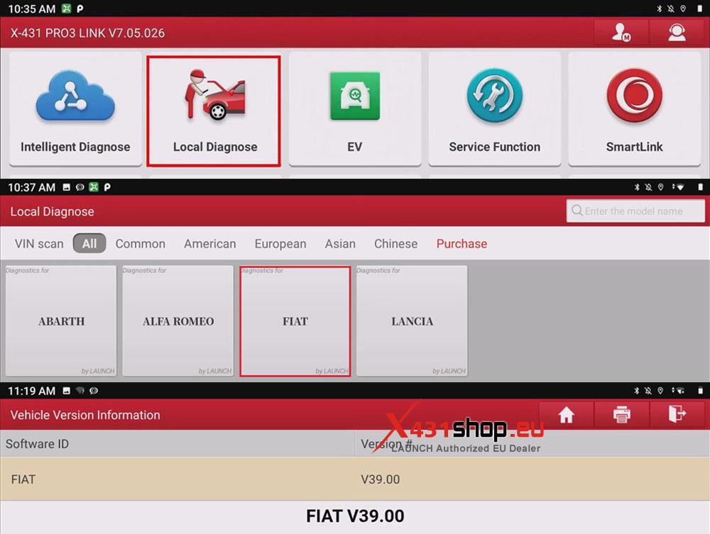 LAUNCH X431 Calibrate Longitudinal and Lateral Sensor on FIAT 500X (1)