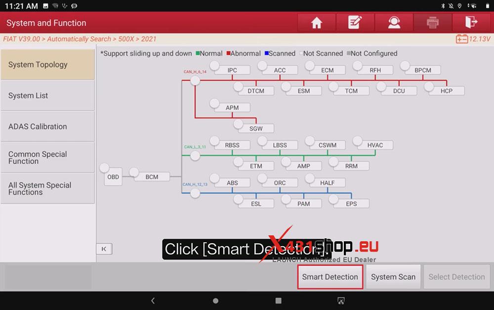 LAUNCH X431 Calibrate Longitudinal and Lateral Sensor on FIAT 500X (4)