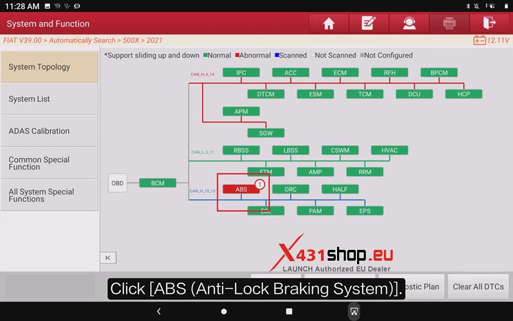 LAUNCH X431 Calibrate Longitudinal and Lateral Sensor on FIAT 500X (5)