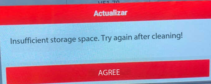 Resolve Insufficient storage space tooltip on LAUNCH X431 PRO3 (1)