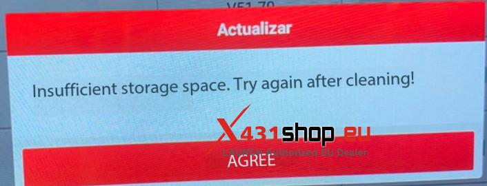 Resolve Insufficient storage space tooltip on LAUNCH X431 PRO3 (1)