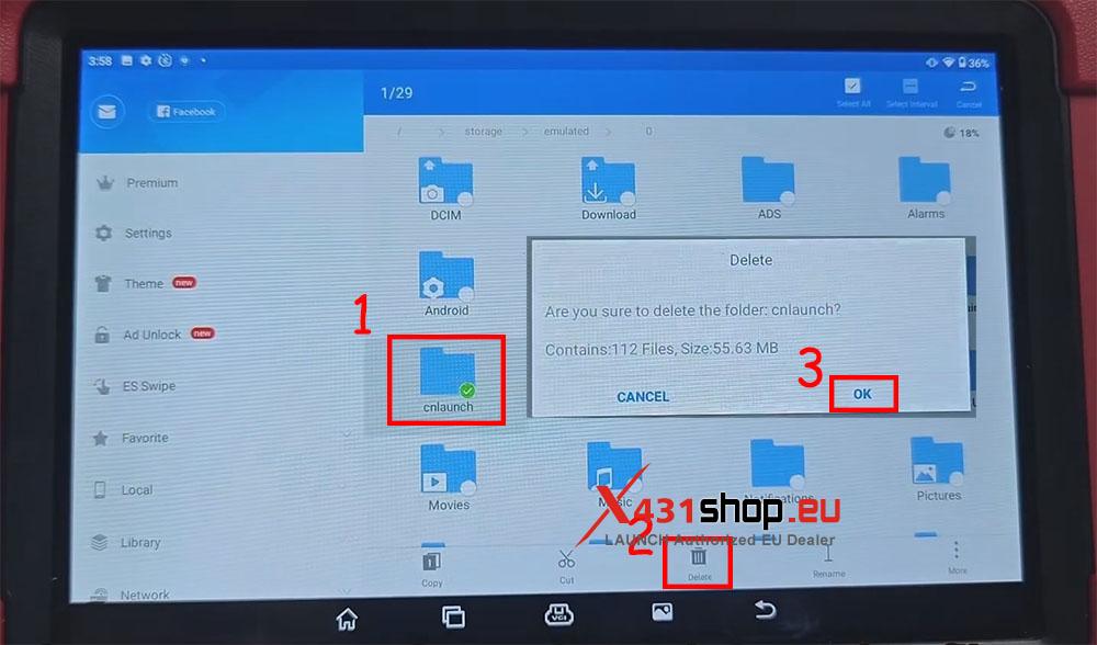 Resolve Insufficient storage space tooltip on LAUNCH X431 PRO3 (4)