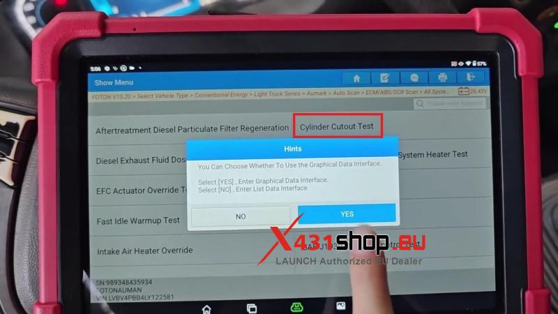how to test cylinder cutout on 2020 foton aumark with launch x431 pad 6