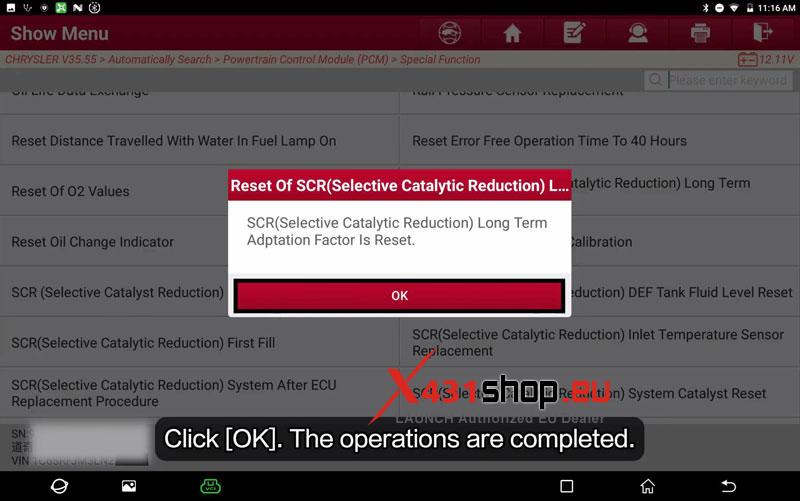 launch x431 reset scr long term adaptation on 2020 chrysler ram 1500 10