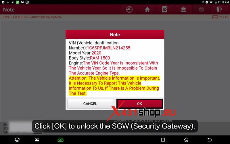 launch x431 reset scr long term adaptation on 2020 chrysler ram 1500 3