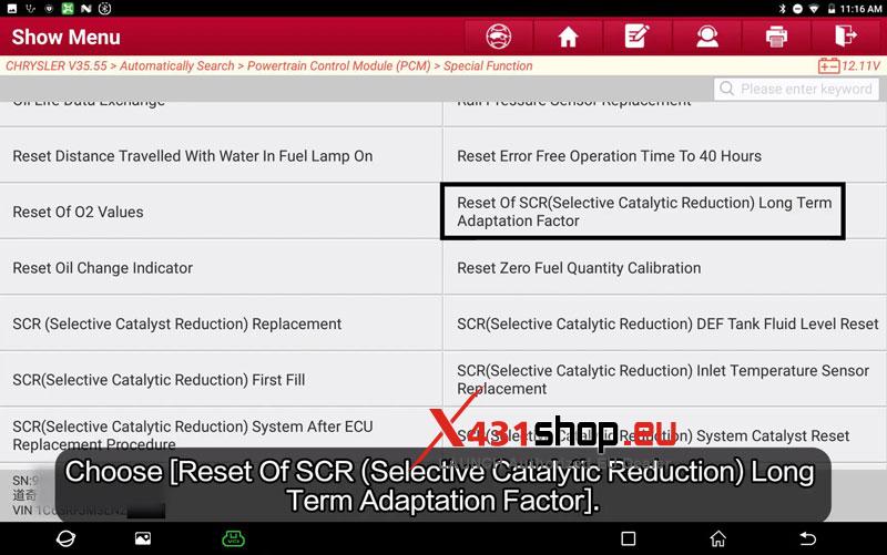 launch x431 reset scr long term adaptation on 2020 chrysler ram 1500 8