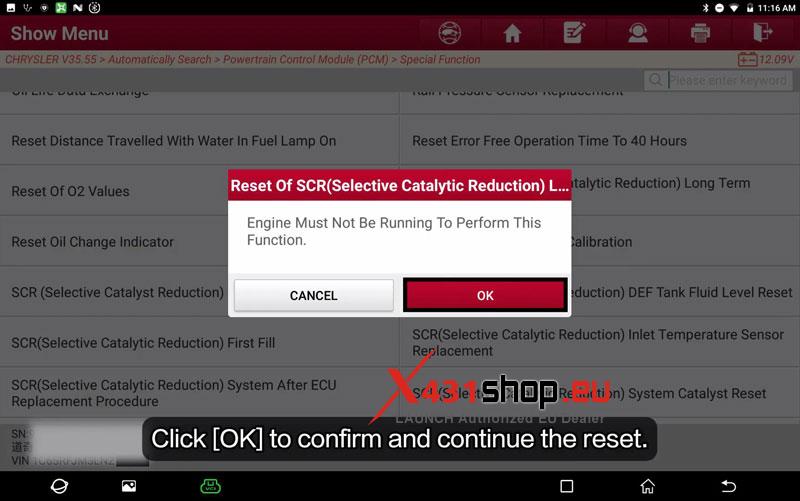 launch x431 reset scr long term adaptation on 2020 chrysler ram 1500 9