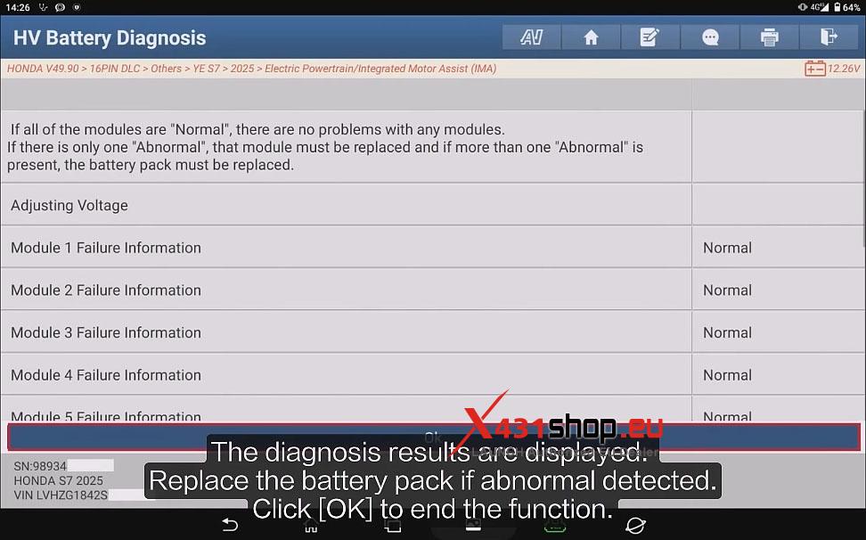HV Battery Diagnose on 2025 Honda YE S7 Use LAUNCH X431 PAD (5) HV Battery Diagnose on 2025 Honda YE S7 Use LAUNCH X431 PAD (5)