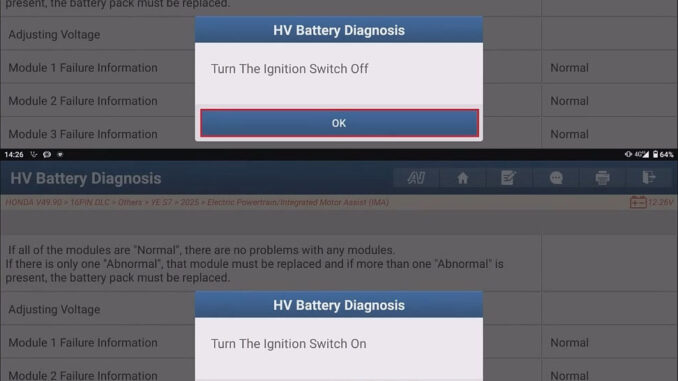 HV Battery Diagnose on 2025 Honda YE S7 Use LAUNCH X431 PAD (6)