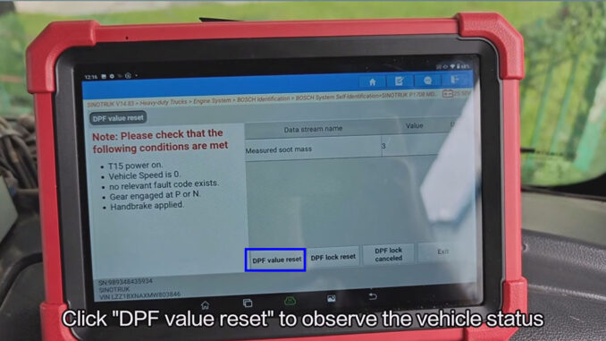 LAUNCH X431 PAD DPF Reset After Replacement on 2021 Sinotruk Howo (6)