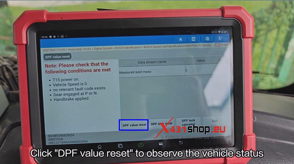 LAUNCH X431 PAD DPF Reset After Replacement on 2021 Sinotruk Howo (6) LAUNCH X431 PAD DPF Reset After Replacement on 2021 Sinotruk Howo (6)