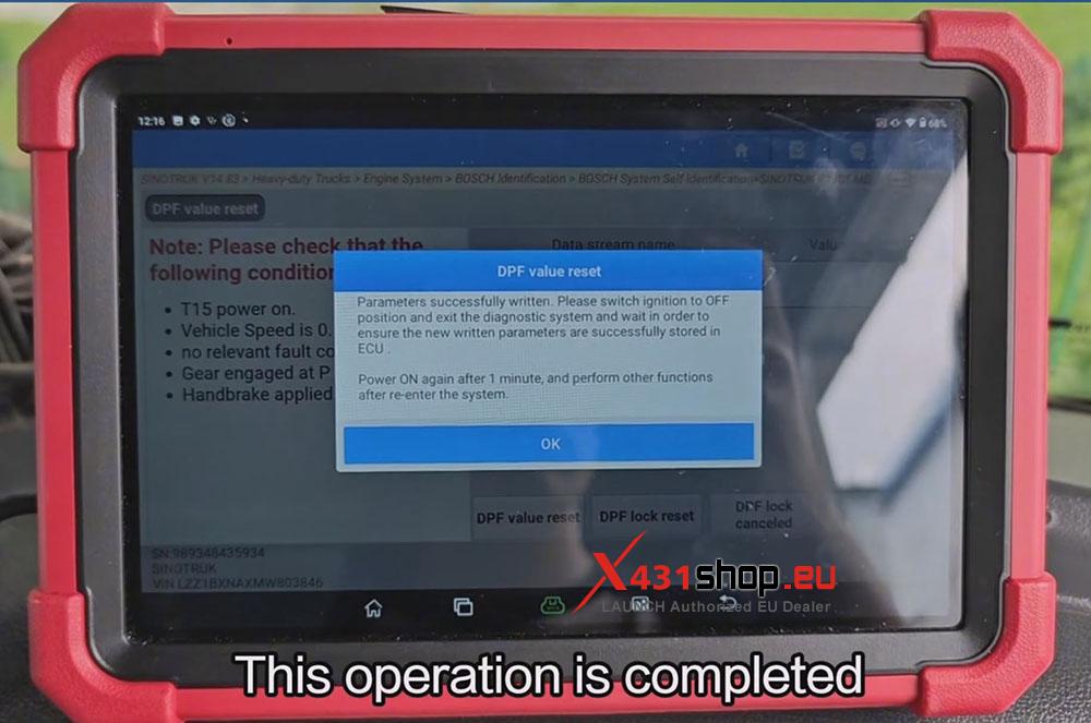 LAUNCH X431 PAD DPF Reset After Replacement on 2021 Sinotruk Howo (7) LAUNCH X431 PAD DPF Reset After Replacement on 2021 Sinotruk Howo (7)