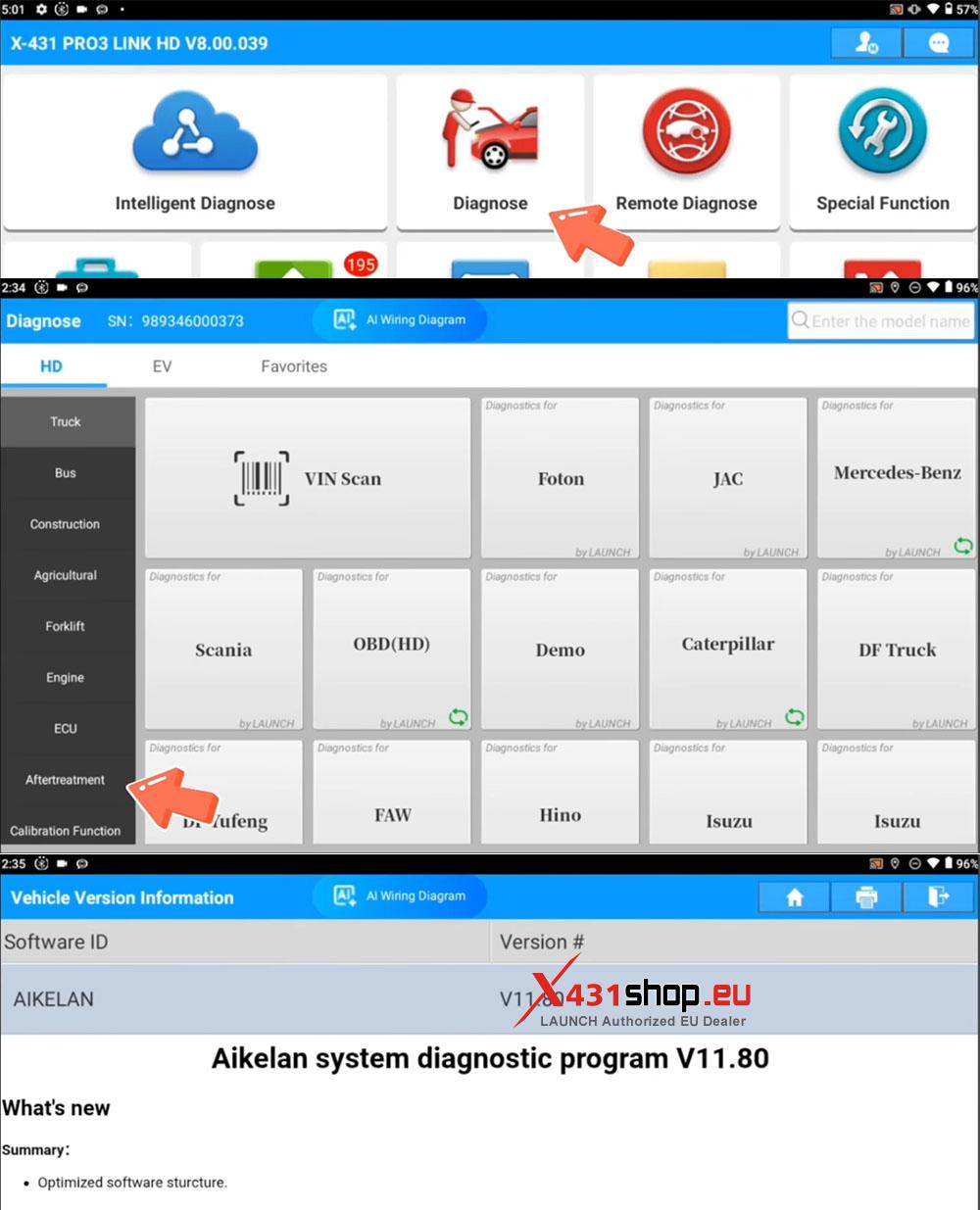 LAUNCH X431 PRO3 HD Test Compressed Air Valve on Sinotruk Wangpai 737 (2)