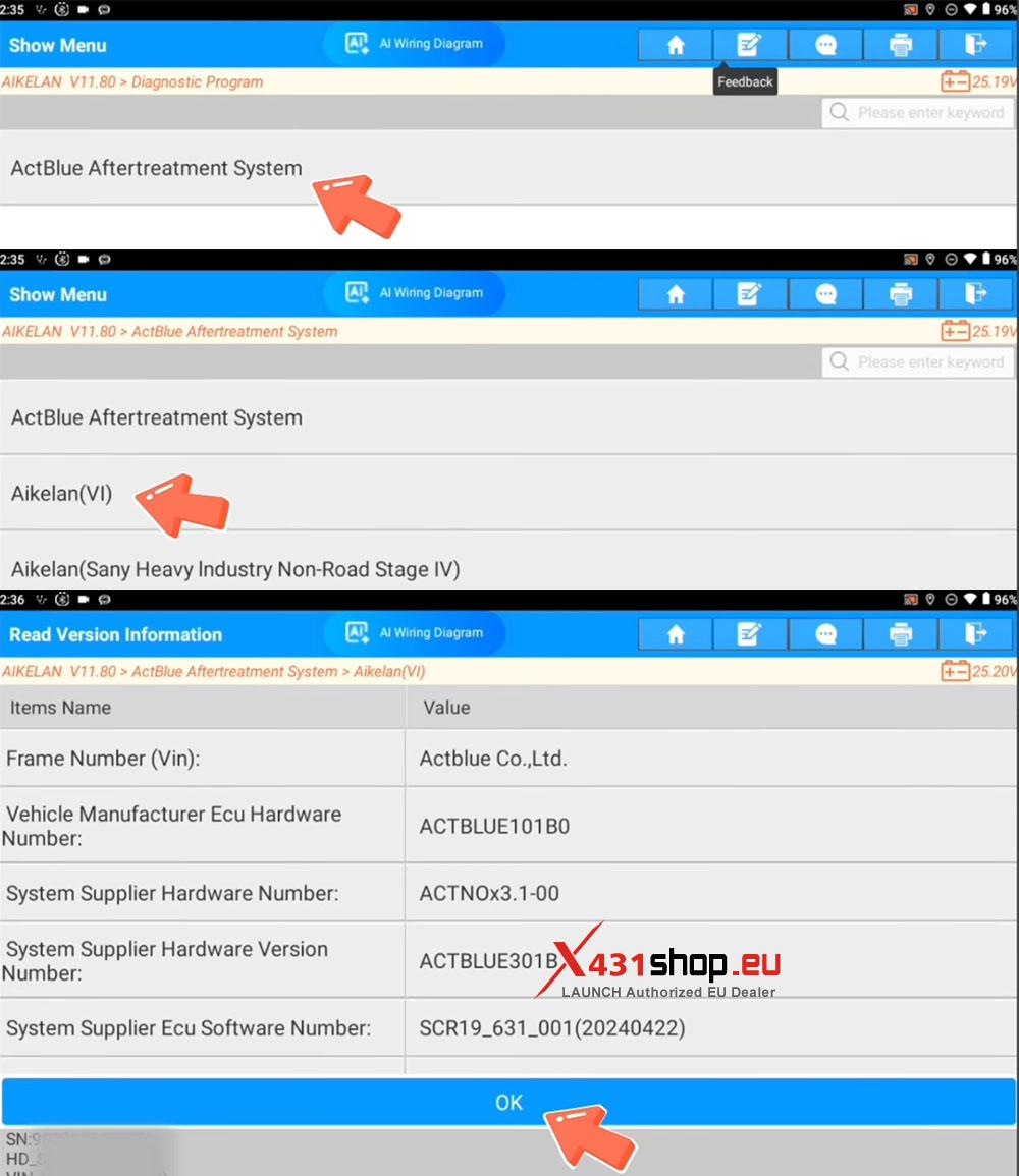 LAUNCH X431 PRO3 HD Test Compressed Air Valve on Sinotruk Wangpai 737 (3)