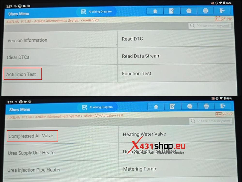 LAUNCH X431 PRO3 HD Test Compressed Air Valve on Sinotruk Wangpai 737 (4)