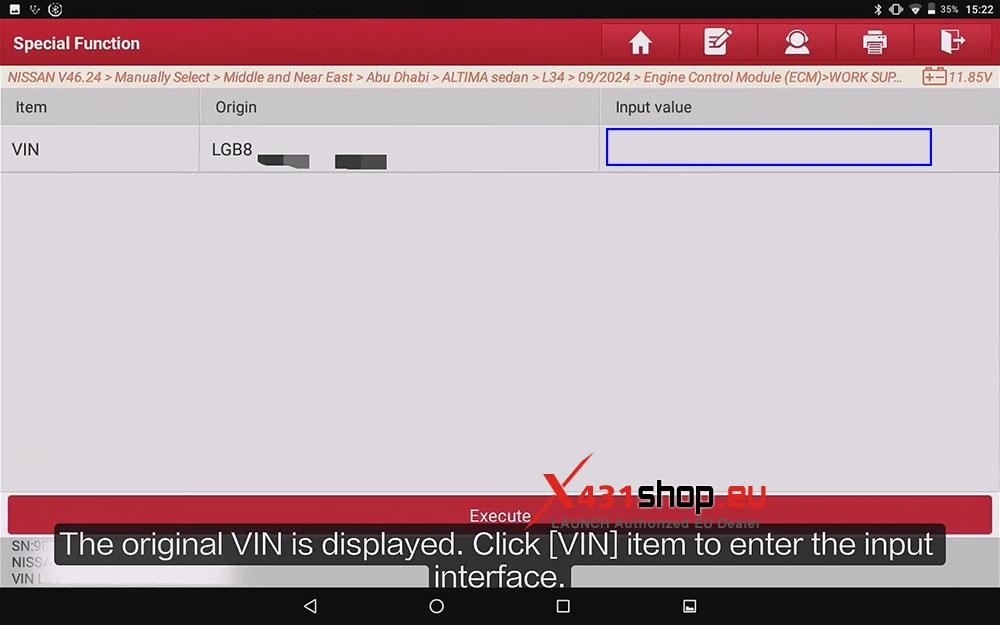 LAUNCH X431 PRO3 V+ ELITE VIN Registration for Nissan ALTIMA L34 (6) LAUNCH X431 PRO3 V+ ELITE VIN Registration for Nissan ALTIMA L34 (6)