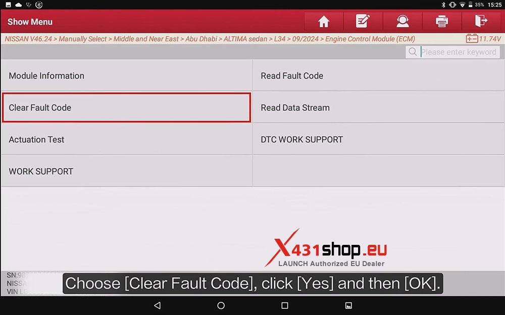 LAUNCH X431 PRO3 V+ ELITE VIN Registration for Nissan ALTIMA L34 (9) LAUNCH X431 PRO3 V+ ELITE VIN Registration for Nissan ALTIMA L34 (9)