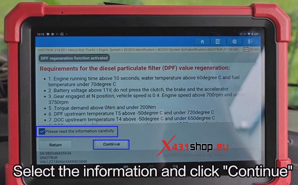 LAUNCH X431 Tool Perform DPF Regeneration for Sinotruk Howo (5) LAUNCH X431 Tool Perform DPF Regeneration for Sinotruk Howo (5)