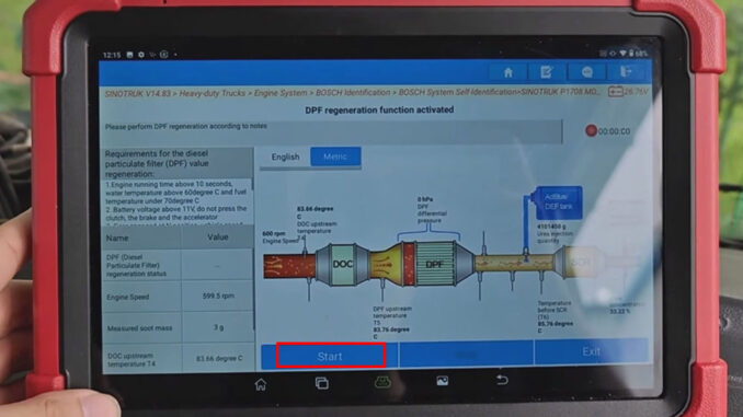 LAUNCH X431 Tool Perform DPF Regeneration for Sinotruk Howo (6)