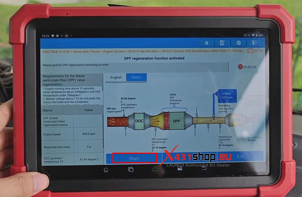 LAUNCH X431 Tool Perform DPF Regeneration for Sinotruk Howo (6) LAUNCH X431 Tool Perform DPF Regeneration for Sinotruk Howo (6)