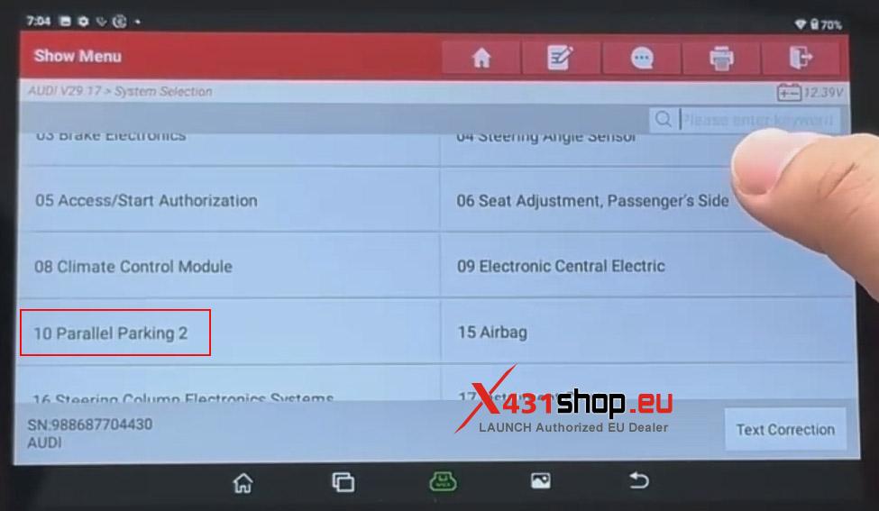 LAUNCH CRP919XBT Activate Parking Assist System on Audi (3)