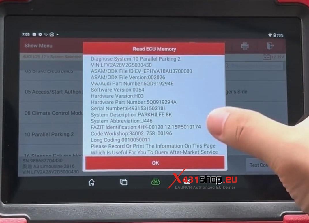 LAUNCH CRP919XBT Activate Parking Assist System on Audi (4)