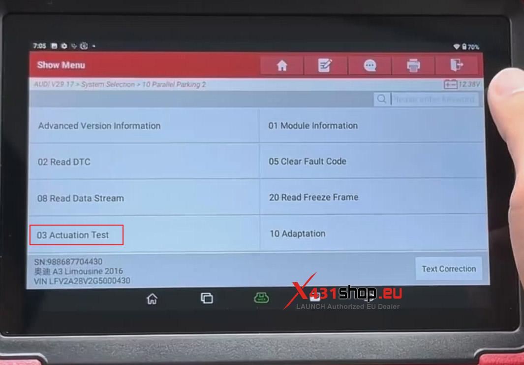 LAUNCH CRP919XBT Activate Parking Assist System on Audi (5)
