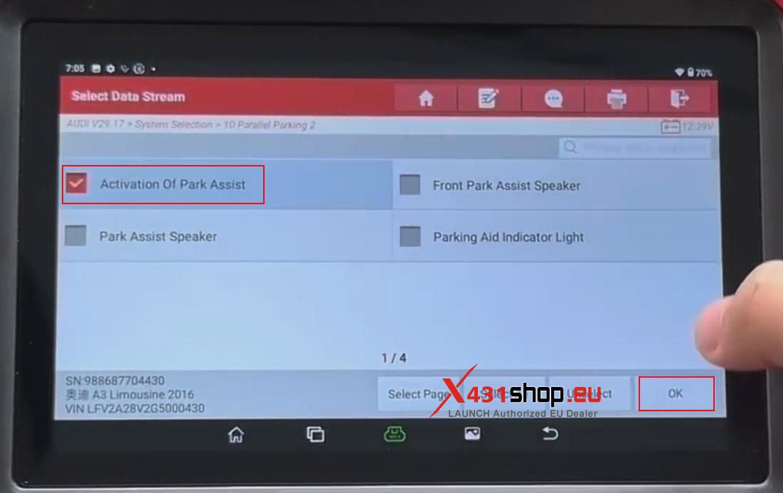 LAUNCH CRP919XBT Activate Parking Assist System on Audi (6)