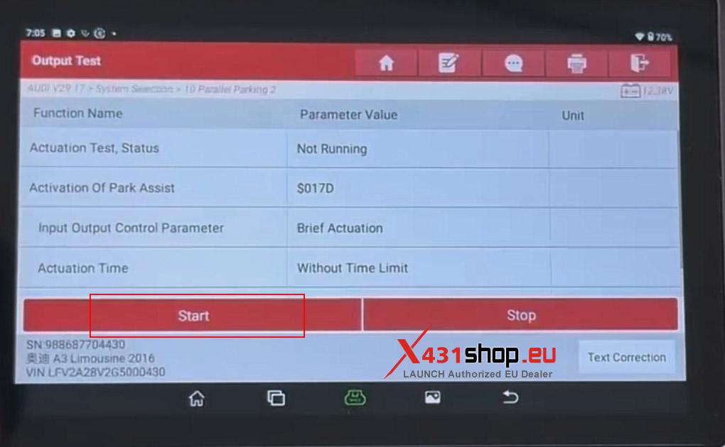 LAUNCH CRP919XBT Activate Parking Assist System on Audi (7)