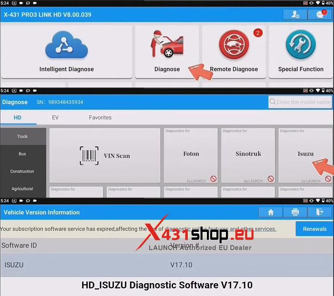 LAUNCH X431 PRO3 HD VIN Programming for Isuzu Qingling 600P (1)