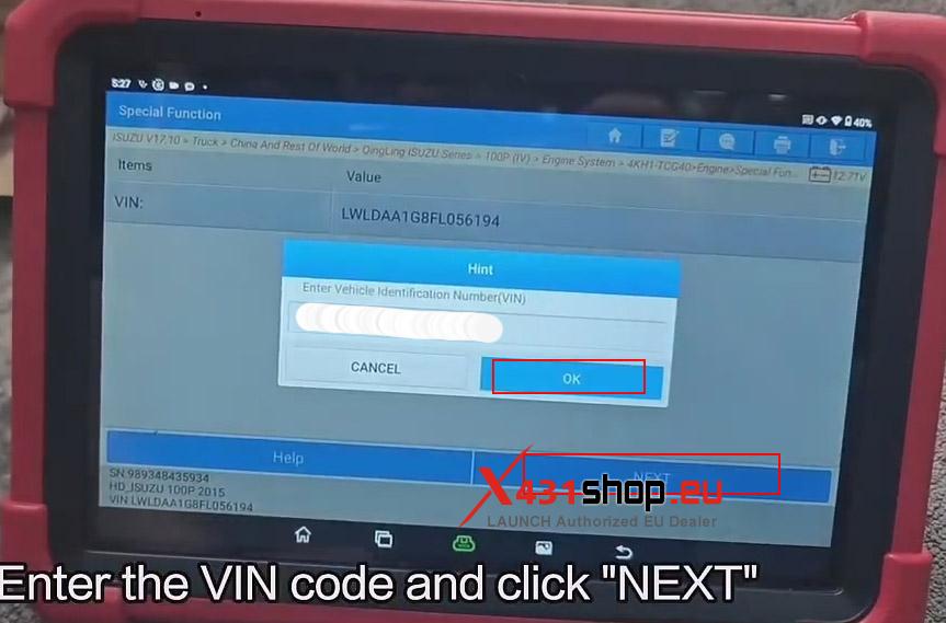 LAUNCH X431 PRO3 HD VIN Programming for Isuzu Qingling 600P (5)