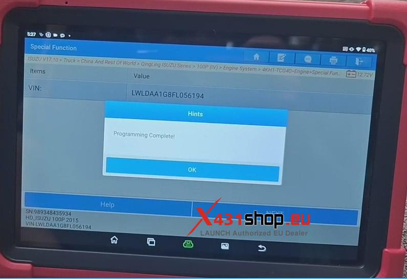 LAUNCH X431 PRO3 HD VIN Programming for Isuzu Qingling 600P (6)